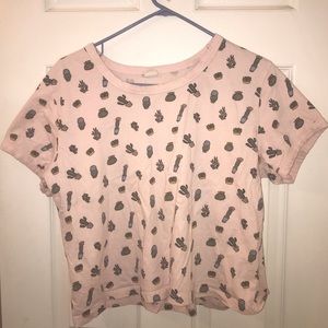 Pink succulent crop top